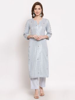 DART STUDIO - Stripes Cotton Kurta And Palazzo Blue (Set of 2)