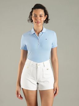 Tommy Hilfiger - Blue Solid Regular Fit Cotton Polo T-Shirt