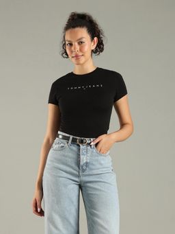 Tommy Hilfiger - Black Logo Slim Fit Cotton T-Shirt