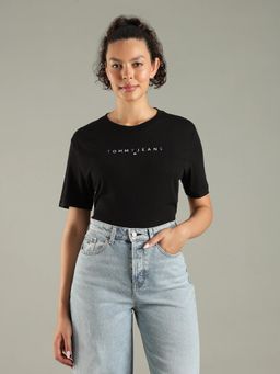 Tommy Hilfiger - Black Logo Relaxed Fit Cotton T-Shirt