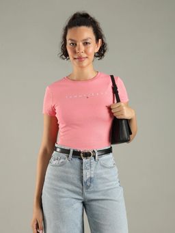 Tommy Hilfiger - Pink Logo Slim Fit Cotton T-Shirt