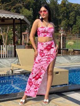 Tandul - Women Floral Printed Skirt Set