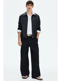 H&M - Men Black Loose Fit Wide Tailored Trousers