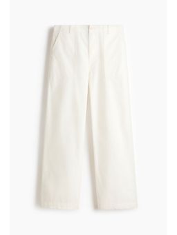 H&M - Men White Relaxed Fit Twill Trousers