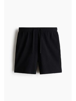 H&M - Men Black Relaxed Fit Waffled Shorts