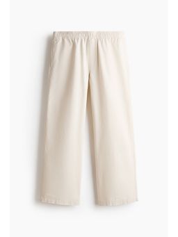 H&M - Men White Loose Fit Cotton Canvas Trousers