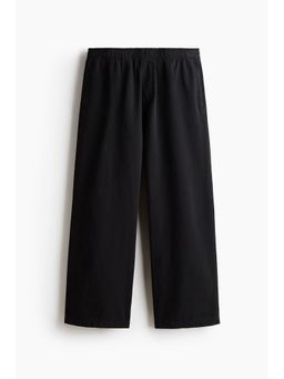 H&M - Men Black Loose Fit Cotton Canvas Trousers