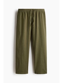 H&M - Men Green Relaxed Fit Cotton Trousers