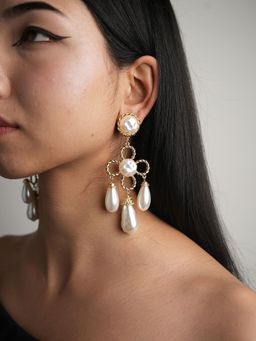 Theater - White Alexandrovna Drop Earrings