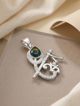 TOUCH925 - Pure 925 Silver Krishna Om Flute Unisex Pendant