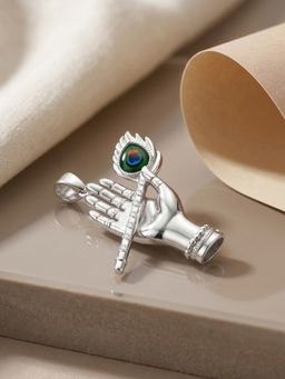 TOUCH925 - Pure 925 Silver Krishna Hand Flute Unisex Pendant