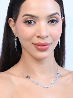 TOUCH925 - Pure 925 Silver Hexa Flutter Silver Necklace Set for Women