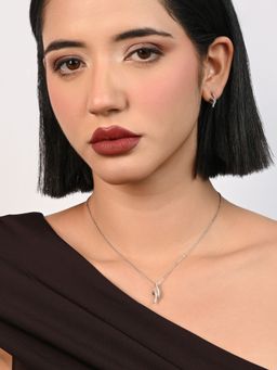 TOUCH925 - Pure 925 Silver Sparkling Ribbon Necklace Set for Women