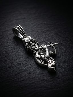 TOUCH925 - Pure 925 Silver Divine Krishna Flute Pendant for Men and Women
