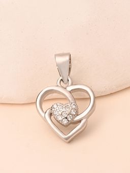 TOUCH925 - Pure 925 Silver Interlocked Hearts Silver Pendant for Women