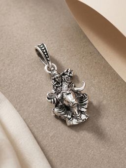TOUCH925 - Pure 925 Silver Lord Shiva Nandi Pendant for Men and Women