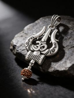 TOUCH925 - Pure 925 Silver Shiva Trishul Om Unisex Pendant