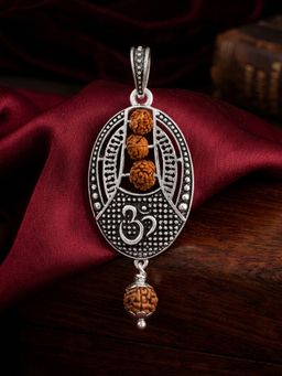 TOUCH925 - Pure 925 Silver Om Rudraksha Pendant for Men
