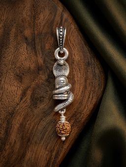 TOUCH925 - Pure 925 Silver Shiva Lingam Snake Pendant for Men
