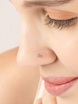 TOUCH925 - Pure 925 Silver Dice Roll Oxidised Nose Pin for Women