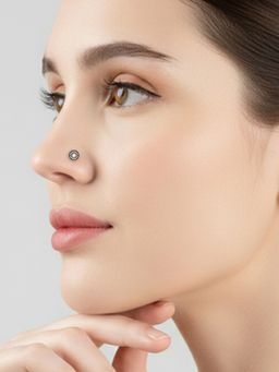 TOUCH925 - Pure 925 Silver Oxidised Floral Mandala Nose Pin for Women