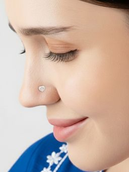 TOUCH925 - Pure 925 Silver Heart-Bezel Sparkle Silver Nose Pin for Women