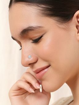 TOUCH925 - Pure 925 Silver Petite Floral Silver Nose Pin for Women