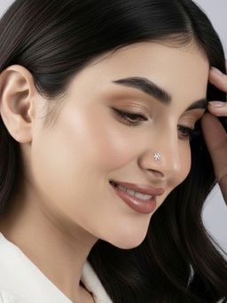 TOUCH925 - Pure 925 Silver Starburst Cz Silver Nose Pin for Women