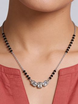 TOUCH925 - Pure 925 Silver Triple Baguette Zircon Mangalsutra for Women
