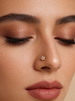 TOUCH925 - Pure 925 Silver Radiant Floral Nose Pin for Women