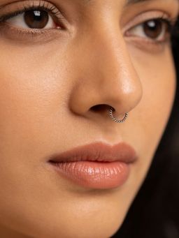 TOUCH925 - Pure 925 Silver Oxidized Twisted Rope Silver Nose Hoop for Women