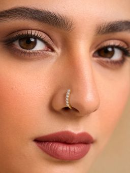 TOUCH925 - Pure 925 Silver Seven-Stone Curved Zircon Silver Nose Pin for Women