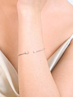 TOUCH925 - Pure 925 Silver Pearl Orbit Silver Cuff for Women