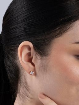 TOUCH925 - Pure 925 Silver Square Single Stone Stud for Women