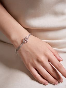 TOUCH925 - Pure 925 Silver Knotted Infinity Snake Chain Bracelet for Women