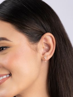 TOUCH925 - Pure 925 Silver Star Dangle Stud Earring for Women