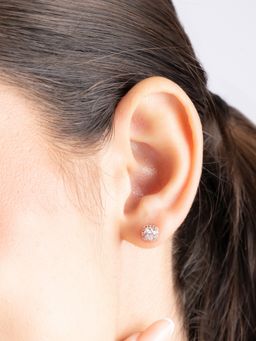 TOUCH925 - Pure 925 Silver Floral Cz Stud Earrings for Women