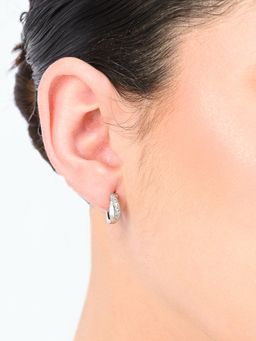TOUCH925 - Pure 925 Silver Sculpted Spark Cz Hoops for Women