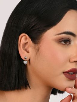TOUCH925 - Pure 925 Silver Shimmering Dual Heart Drops and Danglers for Women