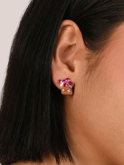 TOUCH925 - Pure 925 Silver Pure 925 Silver Rose Pink Floral Studs for Women