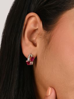 TOUCH925 - Pure 925 Silver Ruby Crimson Dual Drops and Danglers for Women