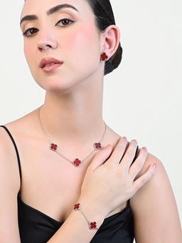 TOUCH925 - Pure 925 Silver Clover Charm Silver Jewellery Set for Women