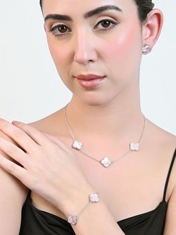 TOUCH925 - Pure 925 Silver Clover Charm Silver Jewellery Set for Women