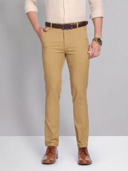 AD By Arvind - Mid Rise Twill Solid Smart Flex Formal Trousers