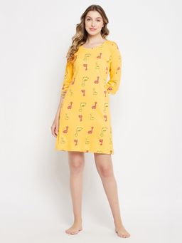 Clovia - Print Me Pretty Short Night Dress - 100% Cotton