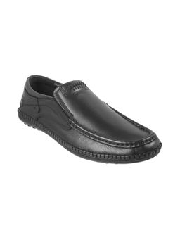 Metro - Mens Casual Leather Black Loafers