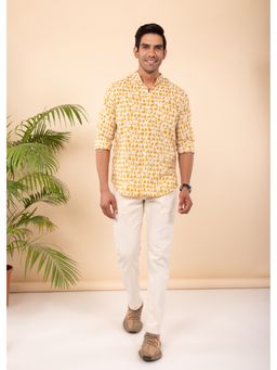 RATAN JAIPUR - Ochre Regular Cotton Full Sleeves Shirt
