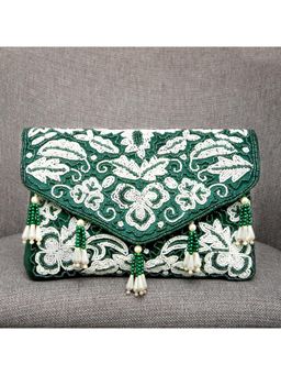 Peora - Clutch Purses for Women Wedding Handmade Evening Party Bridal Clutch - Green