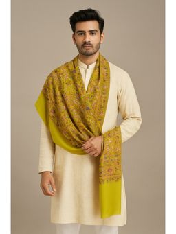 MUFFLY - Men Green Fine Soft Bamboo Kalamkari Print Design Shawls