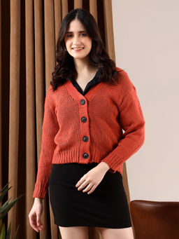 KOTTY - Brown Women Button-Down Knit Cardigan